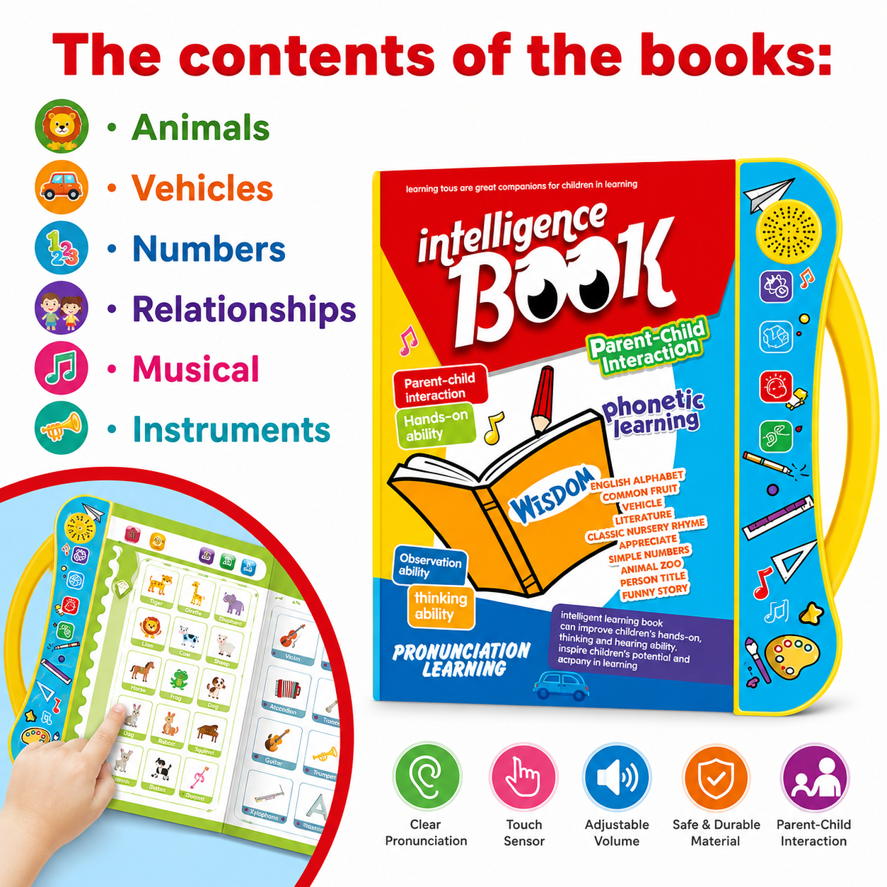 Kids Electronic Learning Book with Interactive Touch & Voice | ABC, Numbers, Math & Educational Study Toy
